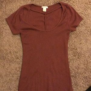 Medium low cut tee. Barley worn